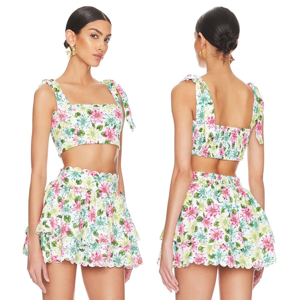 AUGA BENDITA X REVOLVE Rhea Crop Top Cooper Skirt Set Women’s Size S/M Conga